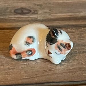 Ceramic Calico Cat Miniature Figurine - Doll House Accessory